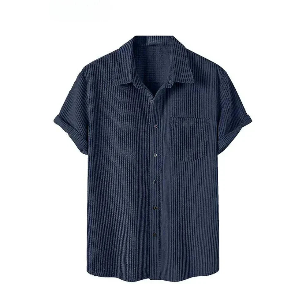Camisa Manga Curta em Veludo Cotelê
