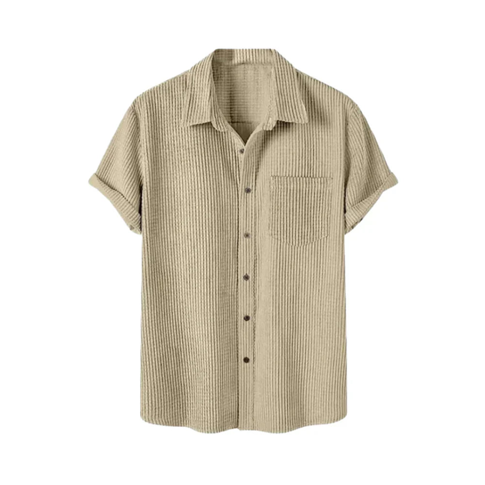 Camisa Manga Curta em Veludo Cotelê