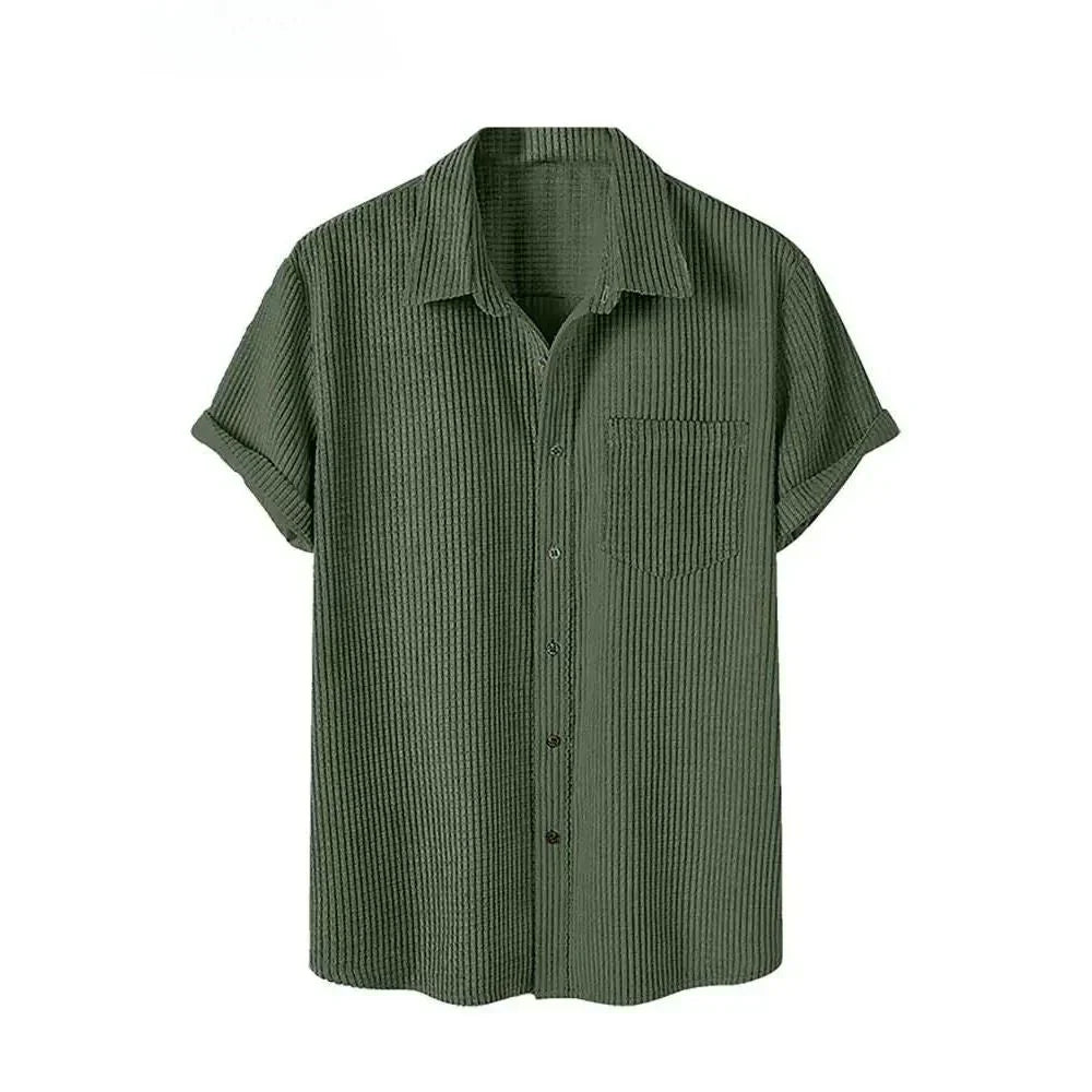 Camisa Manga Curta em Veludo Cotelê